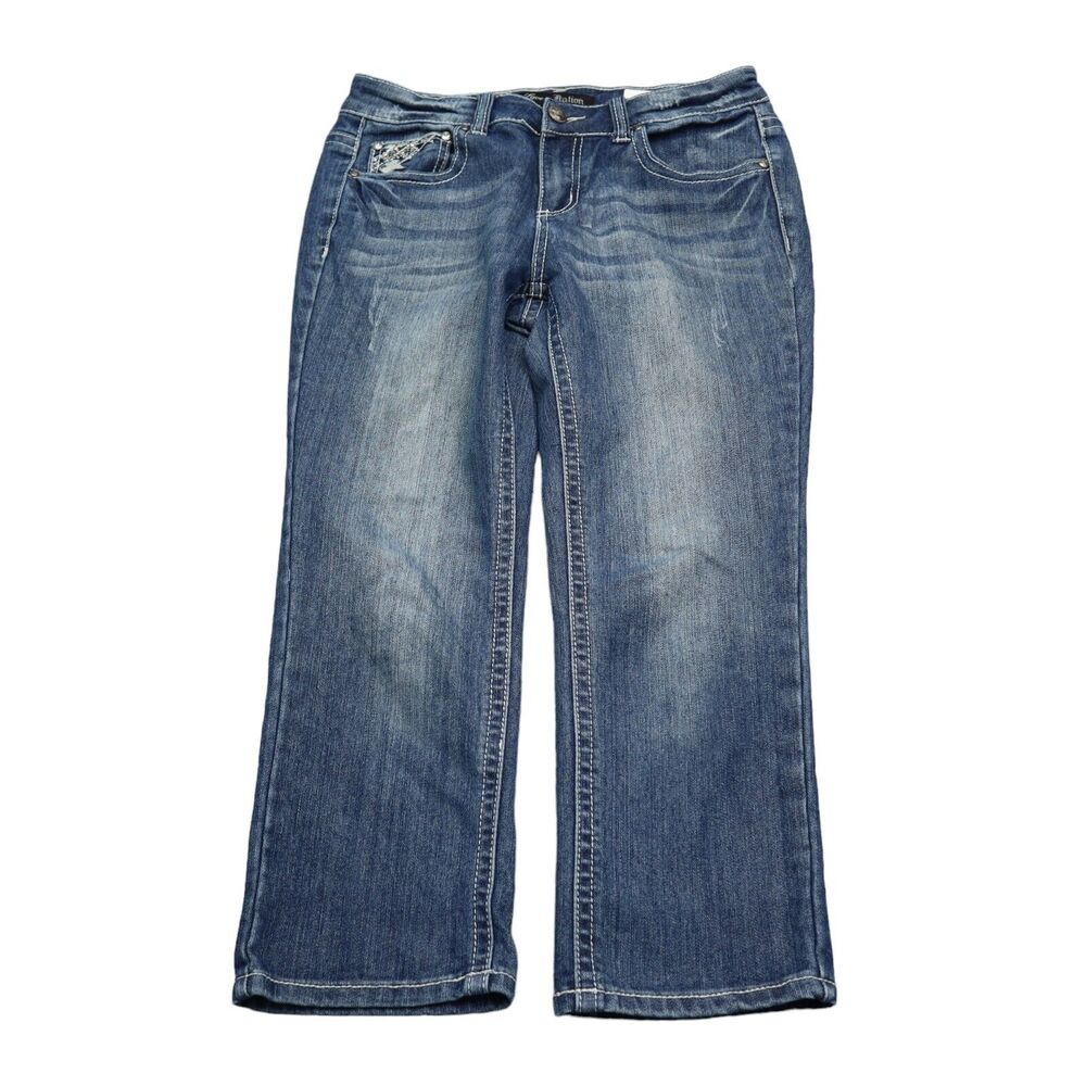 Love Nation Pants Womens 6 Blue Denim Mid Rise 5 Pocket Design Capri Jeans